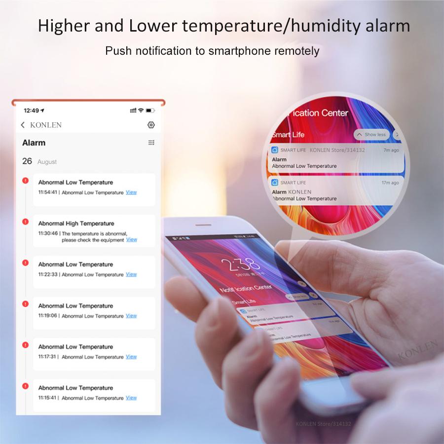 Tuya WIFI Temperature Humidity Sensor Thermometer Hygrometer Smart Life Moisture Probe For Home Plants google home alexa