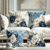 Modrý a Bílý Zlacený Květinový Vzor Domácí Dekorace Povlak na Polštář Obývací Pokoj Pohovka Polyesterový Povlak na Polštář se Zipem