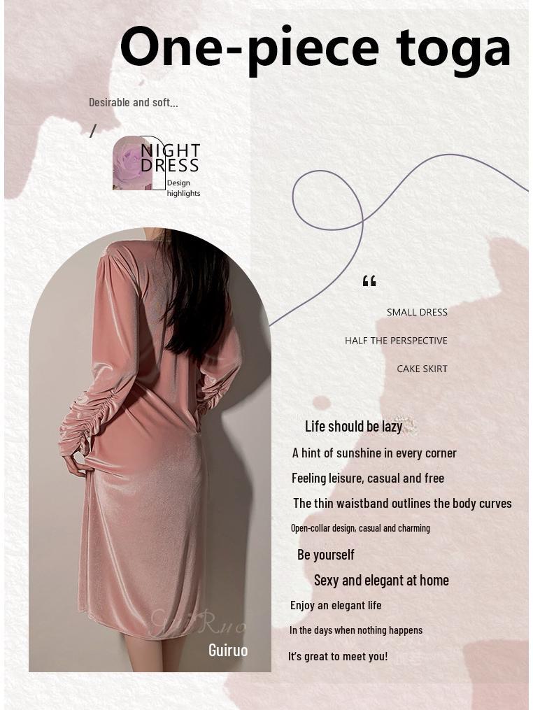Guiruo Velvet Lace-Up Robe & Sexy Pleated Cuffs Suit for Autumn/Winter