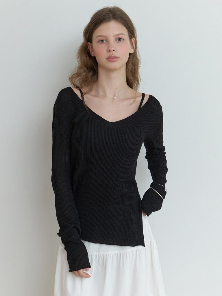 Liel Slony V Slit Knit (Black)