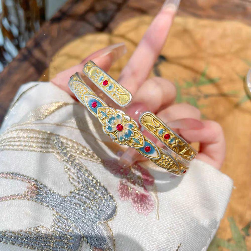 Hand Jewelry New Chinese Style Bracelet Decoration Retro Opening Hand Ring  Women