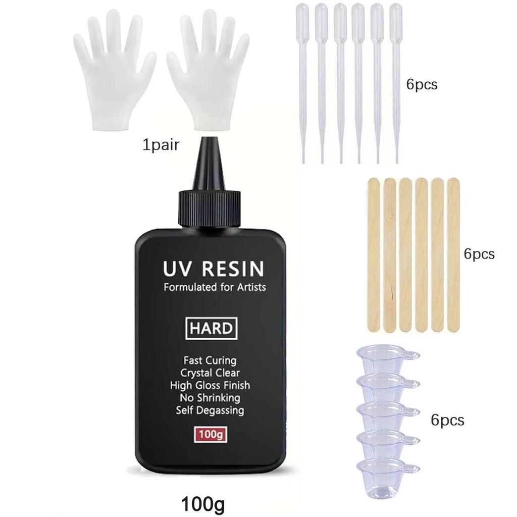 Crystal Clear Hard UV Resin Upgraded Formula Ultraviolet Fast Curing Resin for Jewelry Making, Hard Transparent Solar Cure Resin