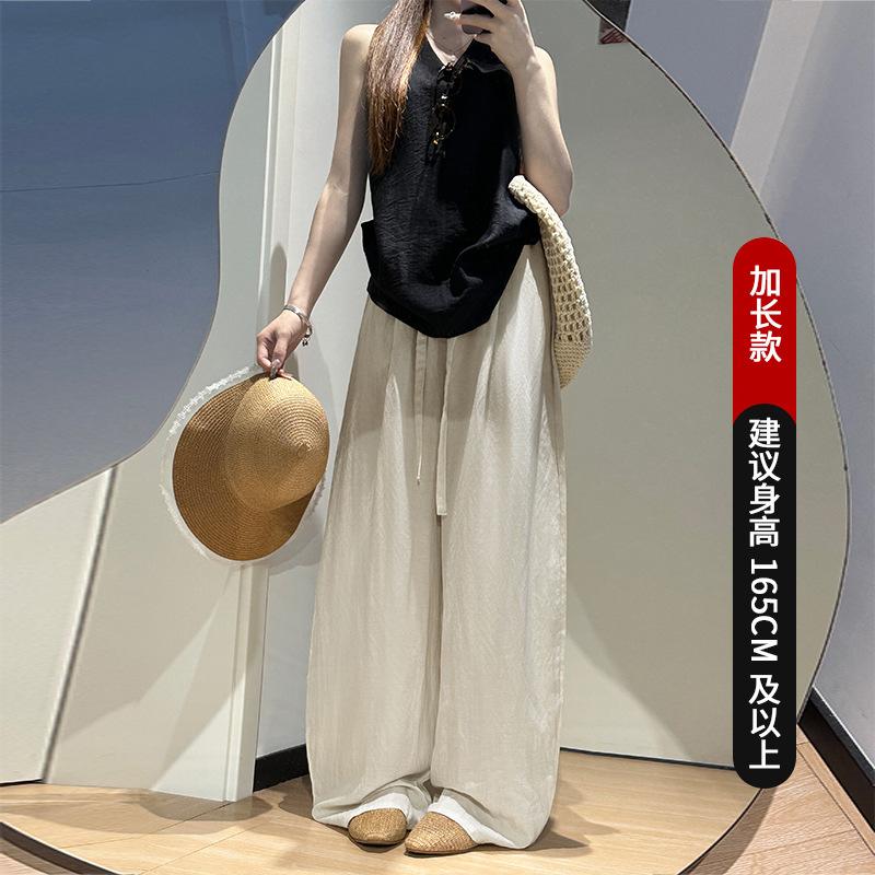 Tencel Linen Balloon Pants Women's Summer Thin High Waist Drape Loose Casual Small Scimitar Cool Wide-leg Pants