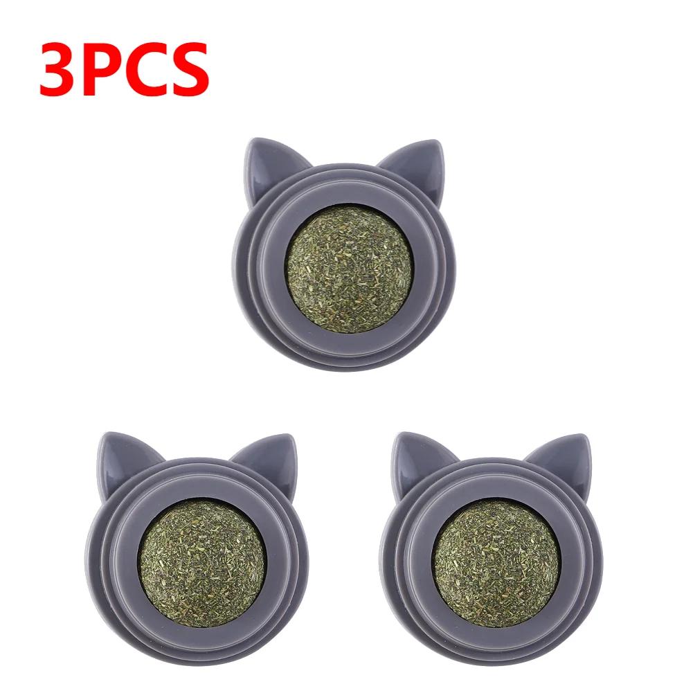 1-3pcs Pet Catnip Toys Wall Ball Licking Snacks Safety Healthy Rotatable Lick Ball Toys Teeth Cleaning for Cats of All Breeds