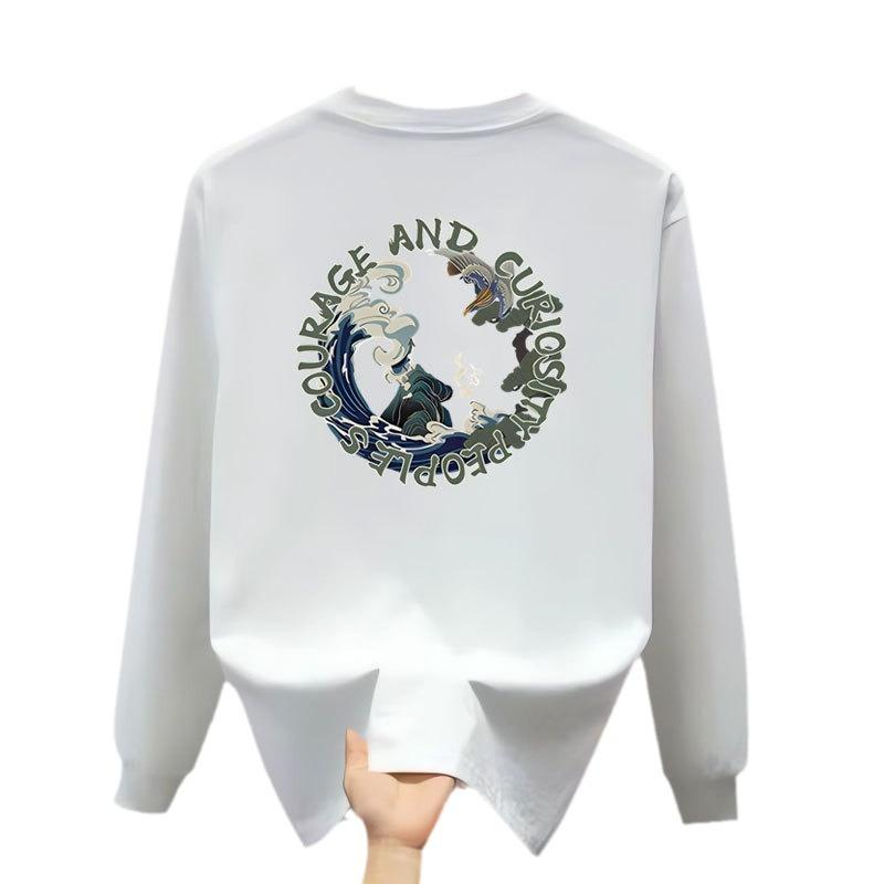 Heavy Trendy Brand Cotton T-Shirt Long-Sleeved Men'S Bottoming Shirt Trendy Autumn And Winter Men'S And Women'S Crew Neck Sweater