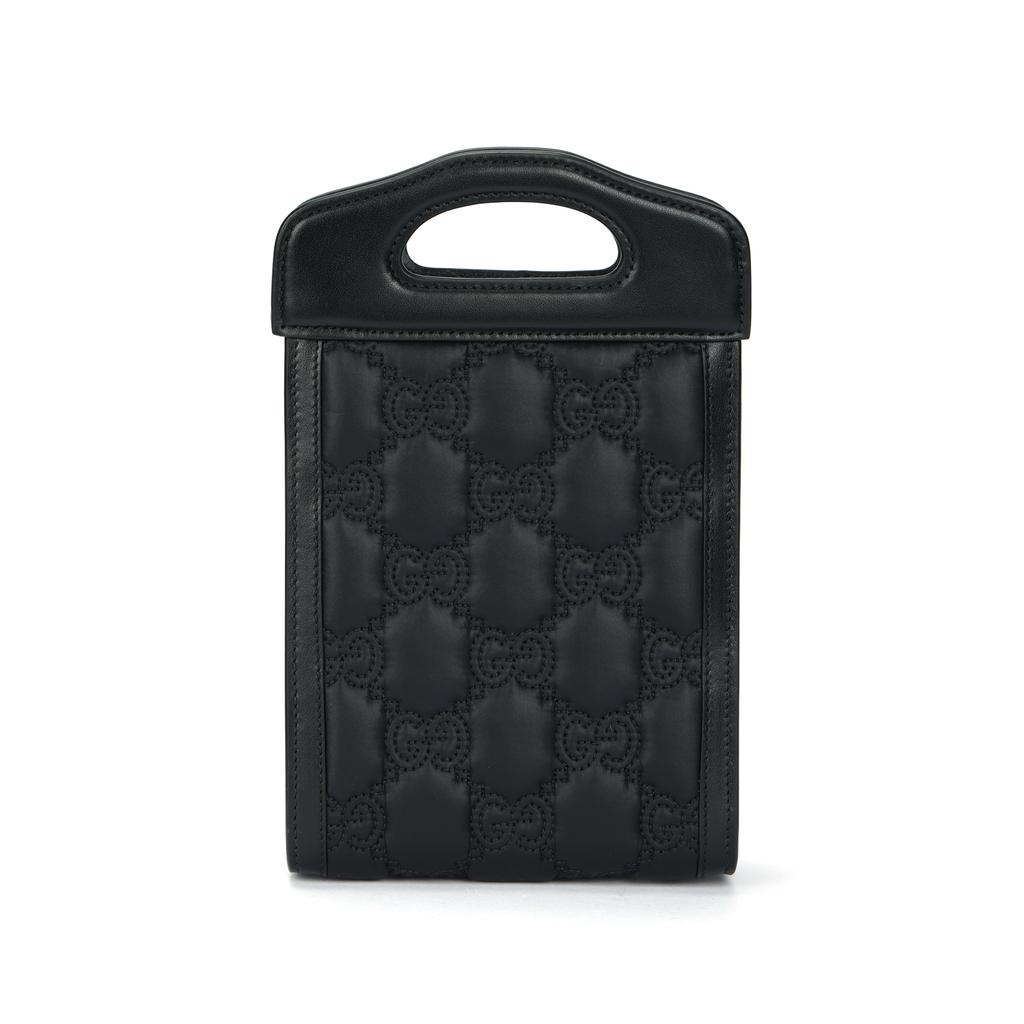 Gucci GG Matelassé Monochrome Logo Canvas Shoulder Strap Leather Tote Bag Phone Bag Crossbody Handbag Mini Women tote bags Black 723776-FABLA-1000