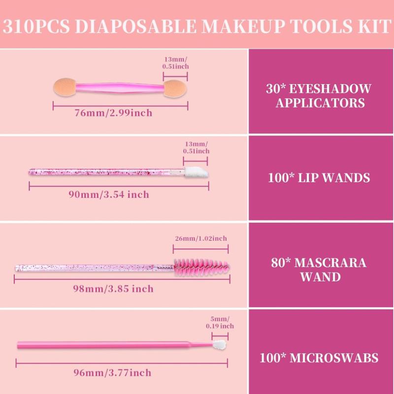 310pcs Makeup Artist Kit Essentials Disposable Makeup Applicators Marcara Wands Lip Applicators Disposable Micro Swabs Eyeshadow