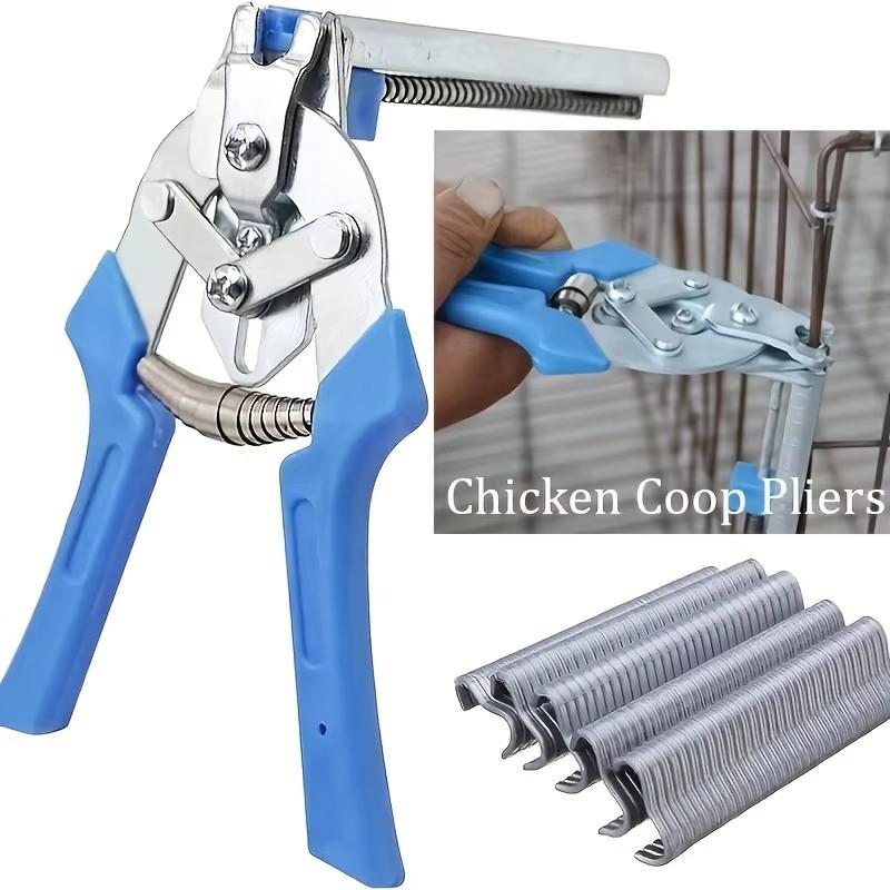 Heavy-Duty Iron Cage Pliers Set, Pig Pen Clamp Kit with 600 M-Type Clamps - Durable Home Repair Tools Suitable