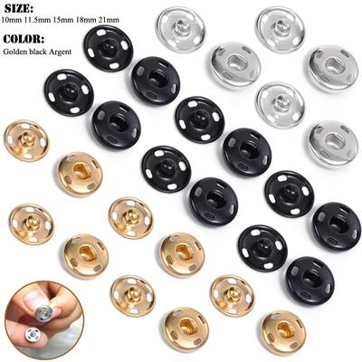 10/50Set 10-21Mm Metall Annäh-Druckknöpfe Schwarz Silber Farbe DIY Nähen Kleidung Druckknopfverschluss Knöpfe Handwerk Druckknöpfe Knopf