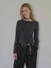 ETMON Boat-Neck Strap T-Shirt, Charcoal