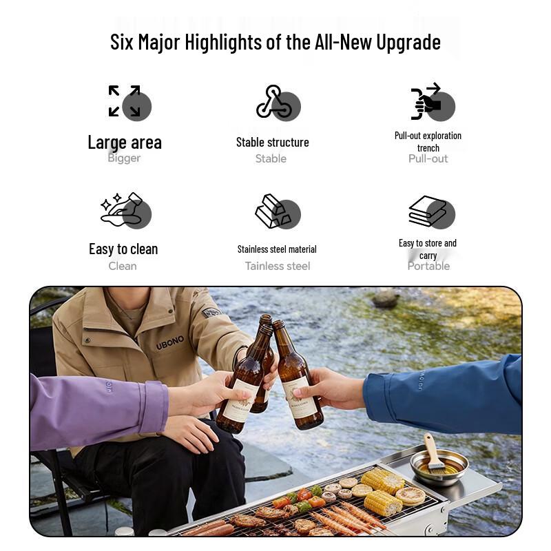 Portable Foldable Stainless Steel Charcoal BBQ Grill
