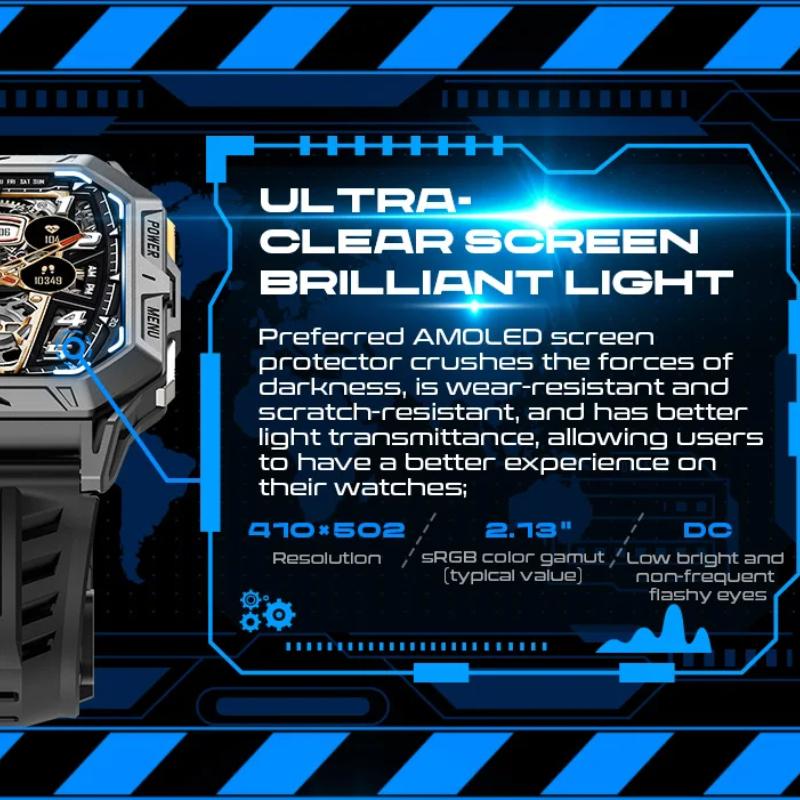 2025 New 1000mAh Battery Outdoor Smart Watch 2.13-Inch HD Screen Heart Rate Blood Pressure Waterproof Compass Sport Mode Smartwatch