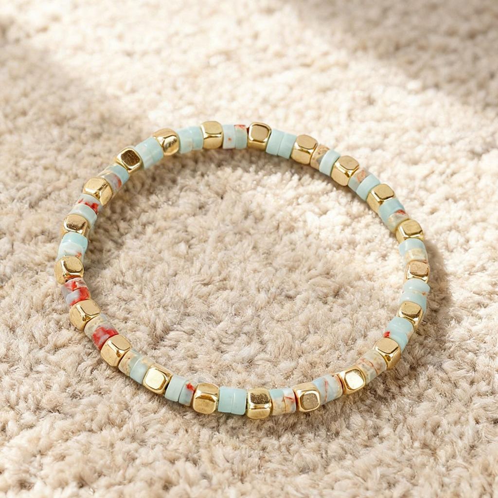 Popular fashion hand jewelry natural stone bracelet colorful retro bohemian bracelet women