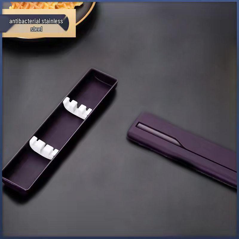 Portable Stainless Steel Cutlery Set: Chopsticks, Spoon, and Fork with Storage Box