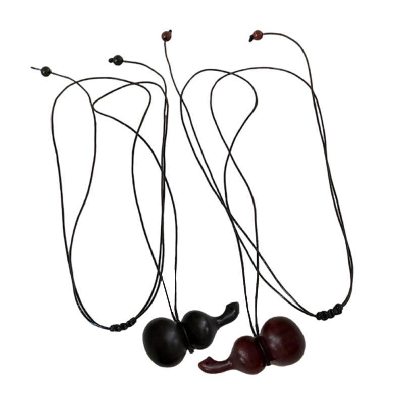 Artistic Wood Gourd Sweater Chain Necklace Cultural Style Wood Gourd Pendant Necklace Neck Chain Jewelry for Casual Wear