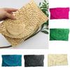 Stroh-Clutch Handgefertigt Gewebt Einfarbig Lässig Große Kapazität Geschenk Sommer Frauen Mädchen Stroh Umschlag Handytasche Täglicher Gebrauch
