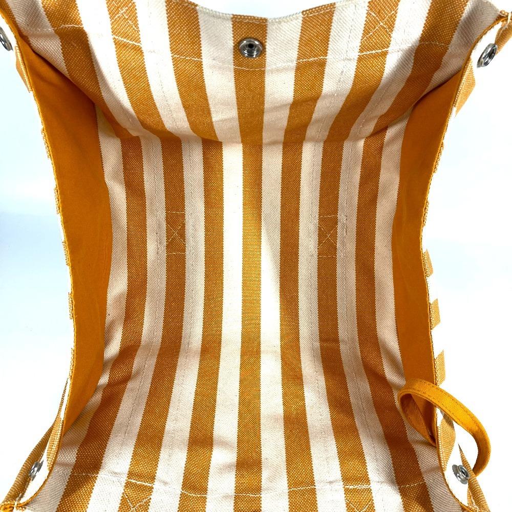 HERMES Border with pouch Cannes PM Tote Bag Hand Bag cotton yellow/White