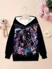 Sudadera con capucha de manga larga para niña con estampado de caballo en 3D, ropa cómoda para niños.