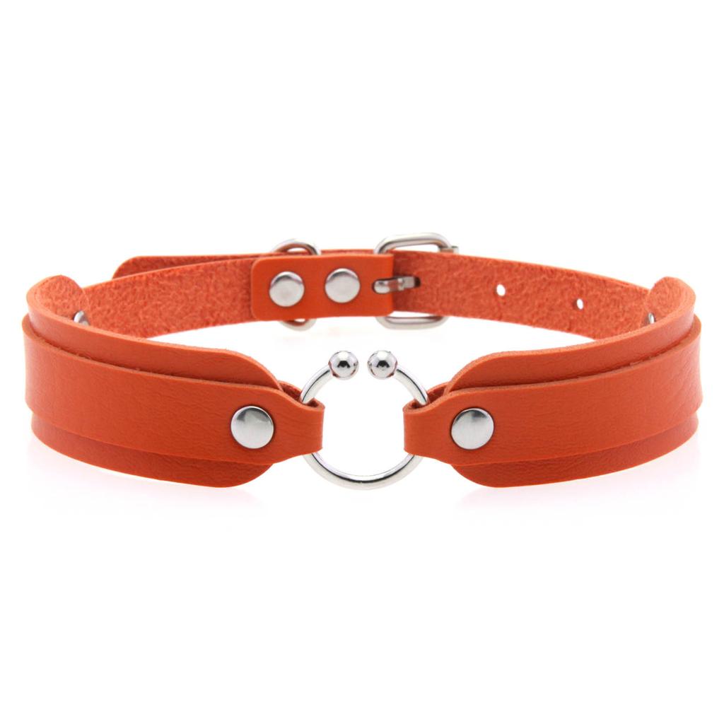 DIEZI Harajuku Gothic Cosplay PU Leather Choker Necklace For Women Men Punk Sexy Circle Pendant Torques Necklace Gift Jewelry