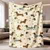 2026 New Arrival Flannel Blanket UltraSoft Dachshund Dog Throw Blanket Beige, Brown, Black, Blue AllSeason Cozy Flannel Blanket for Couch, Bed, Sofa, 