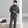 Pajamas Men'S Winter Three-Layer Thickened Down Padded Cotton Can Be Worn Outside Warm Turtleneck Padded Jacket Loungewear Set