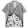 Camicia da Uomo Hawaiian Lily con Stampa Floreale Tropicale, Manica Corta, Bottoni