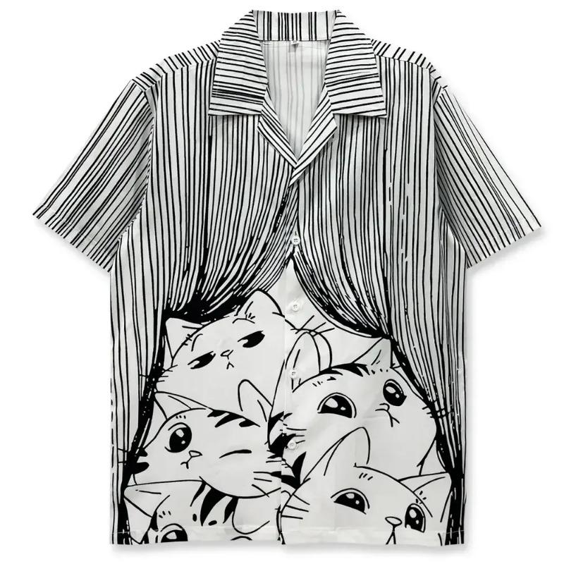 Camicia da Uomo Hawaiian Lily con Stampa Floreale Tropicale, Manica Corta, Bottoni