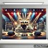 Rock Band Stage Tapestry - Electric Guitar & Drum Set Art, Concert Lighting Wall Decor, Music Lover Room Hanging, Polyester