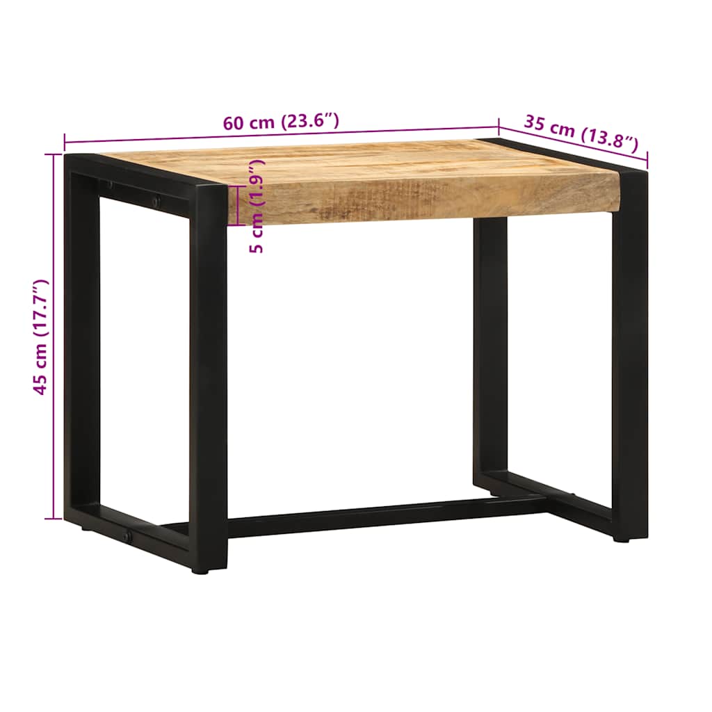 Bench 60x35x45 cm Rough Solid Mango Wood