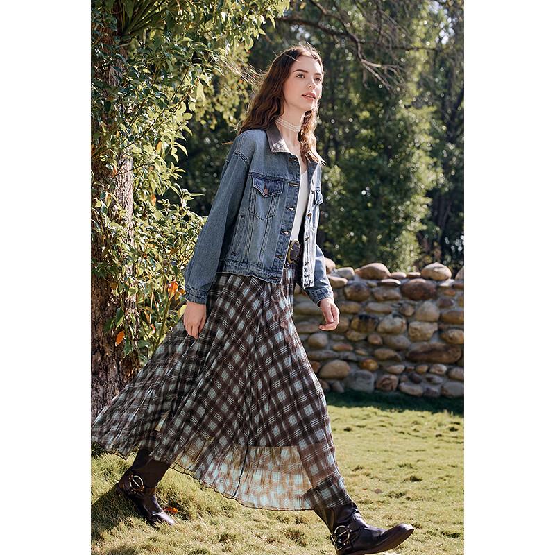 Betu Women's 2026 Spring Plaid A-line Skirt