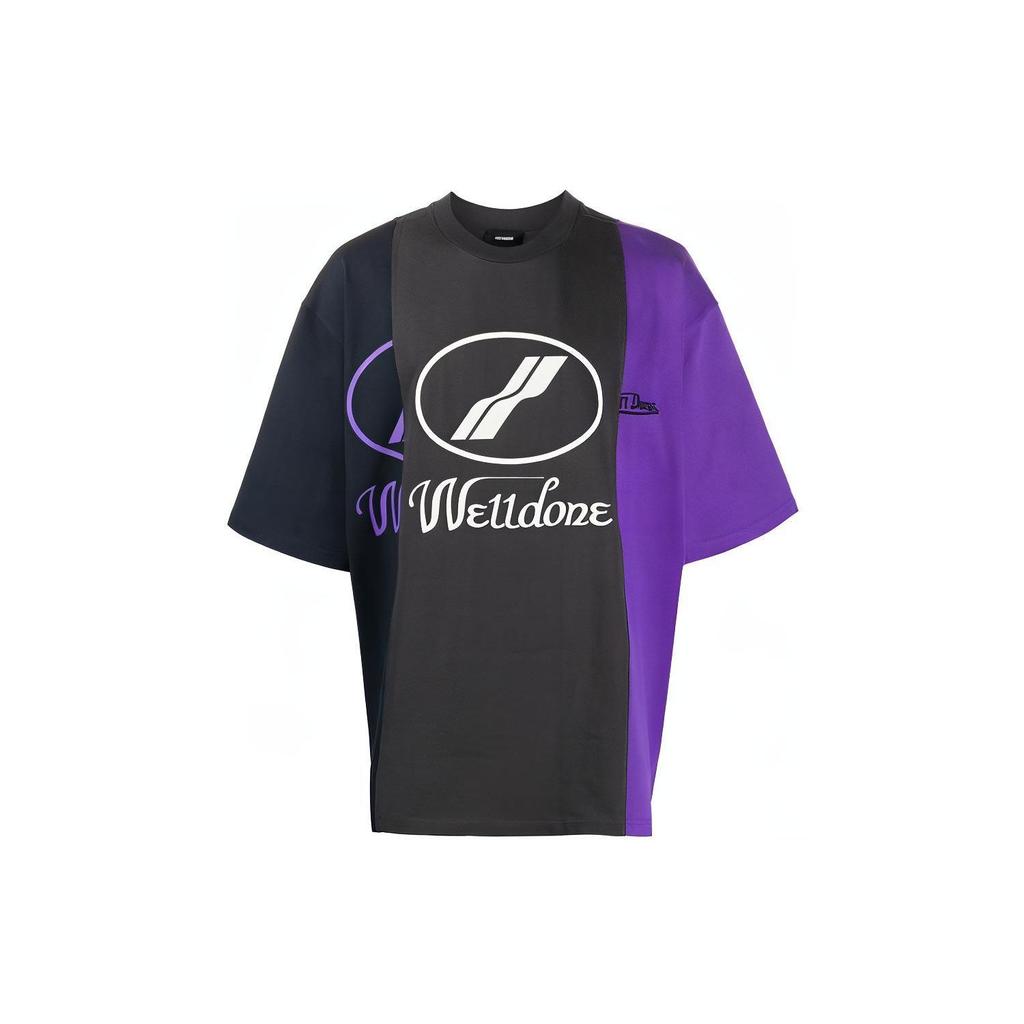 We11Done Reflective Logo Spliced Casual High Street T-Shirt Unisex T-Shirts Black WD-TP7-20-100-U-PP