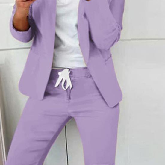 Completo da Donna 2 Pezzi Giacca Blazer Manica Lunga Aperta sul Davanti e Pantaloni a Sigaretta Set Business Abiti Casual da Ufficio Formali