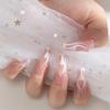 Wearable Long White Flame Heart Nail Art Patches - Finished & Removable