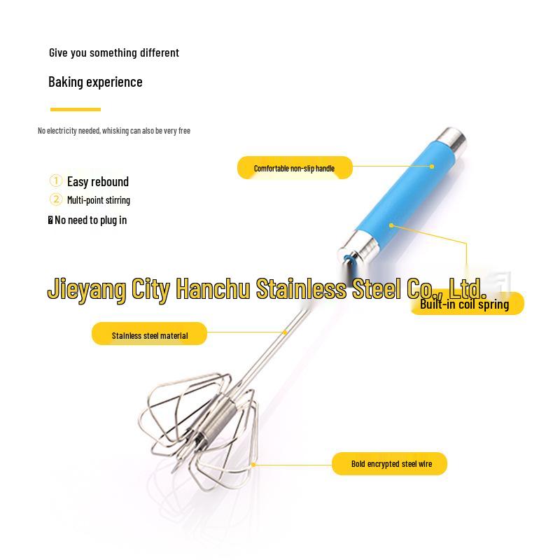 Stainless Steel Semi-Automatic Rotating Egg Beater