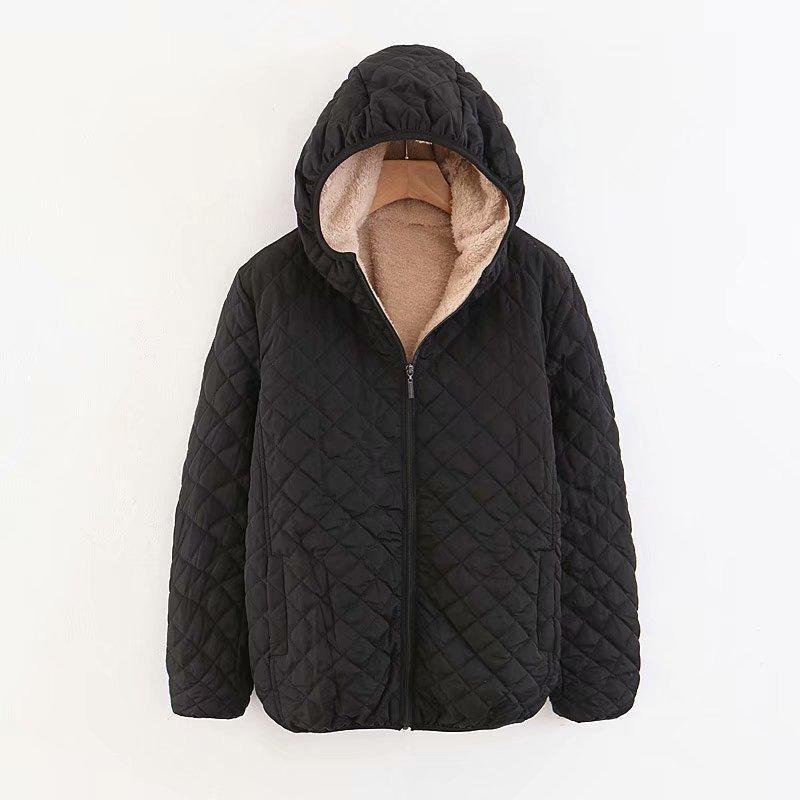 Women S Hooded Long Sleeve Thick Cotton Padded Short Coat Casual Winter