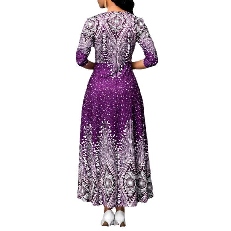 Elegant Floral Print Cut Out Dress, Half Sleeve Crew Neck Dress for Party & Banquet, Women's Clothing