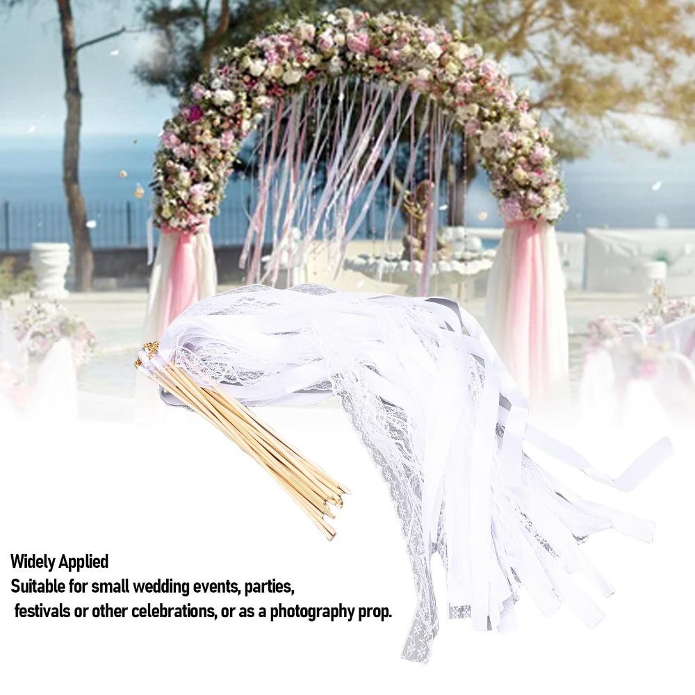 40pcs Polyester Cloth Wedding Wand Sticks With Bells Ribbon Streamers Wand Wedding Send Off
