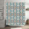 Decorative Shower Curtain Floral Print with White Flowers Blue and Orange PatternLong Size for Bathroom Decorations Perfect Gift