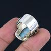 Natural Larimar Gemstone Ring 925 Sterling Silver Handmade Wide Band Huge Statement Rings For Women & Girls