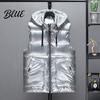 Breathable Vest Coat Comfortable Down Sleeveless Zipper Collar Hooded Men Stand Closure Winter Outwear