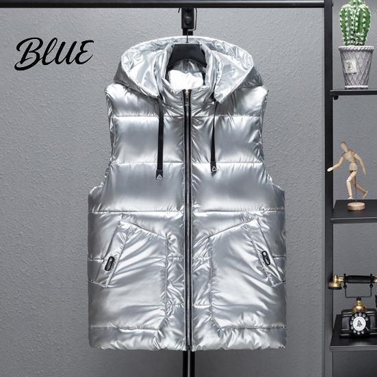 Breathable Vest Coat Comfortable Down Sleeveless Zipper Collar Hooded Men Stand Closure Winter Outwear