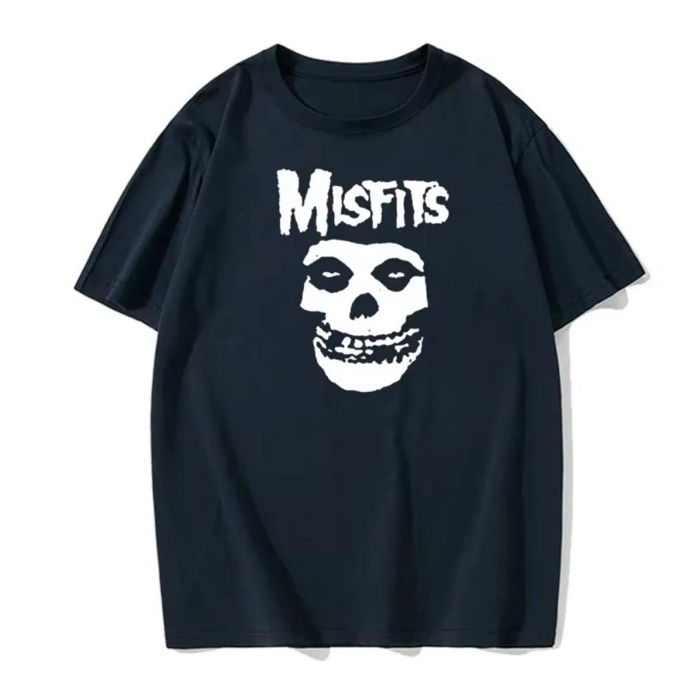 Men's Hip-hop Punk Skull Misfits Brand Cotton Short-sleeved T-shirt Cool Design Men's Summer Round Neck Fashion Versatile Basic