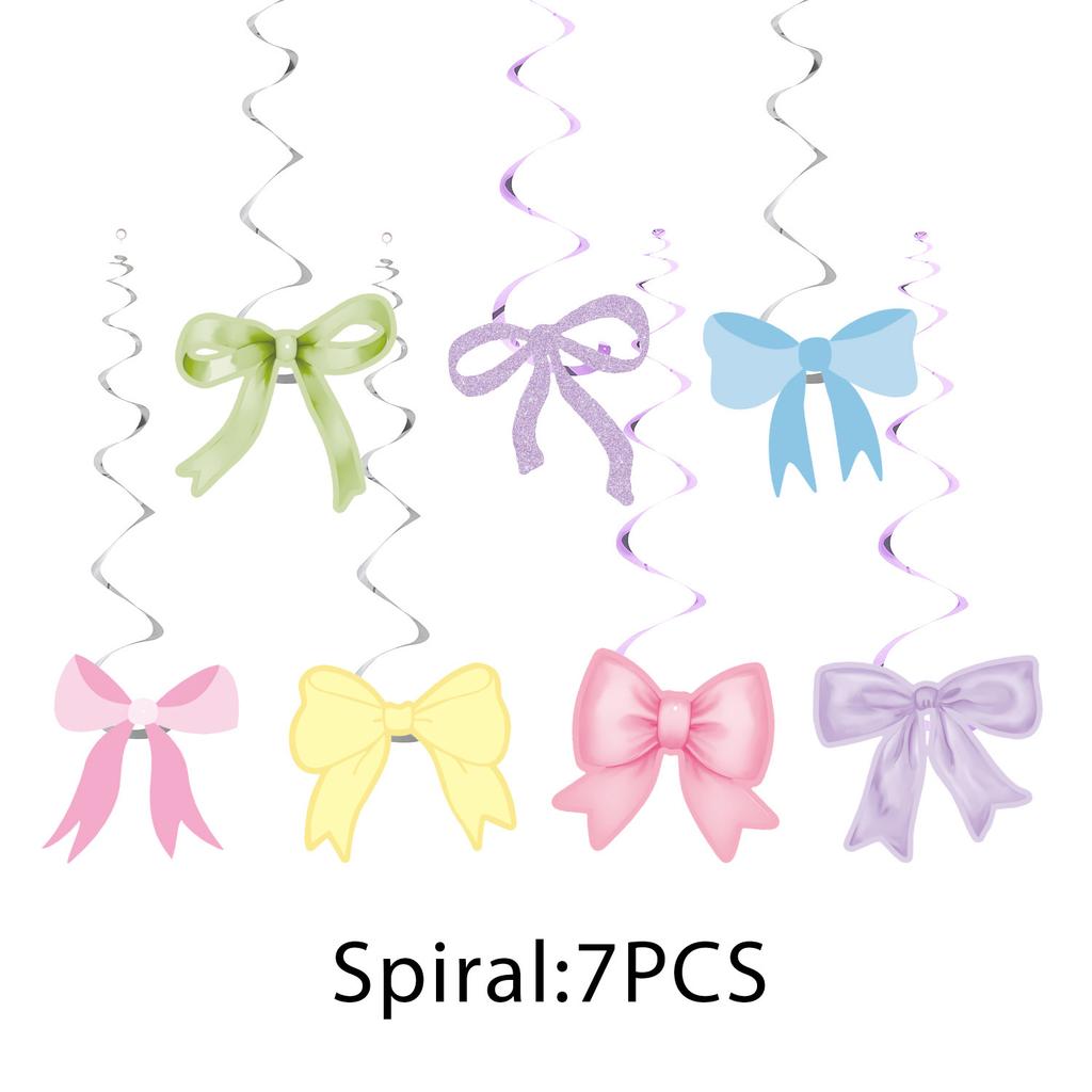 Colored Bow Party Flag Decoration Package Banner Spiral Girl Birthday Party Supplies