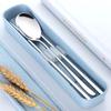 18/8 Korean Stainless Steel Food Chopsticks Spoon Set Long Handle Flat Non-Slip Chopsticks Dessert Spoon Dinnerware Set With Box