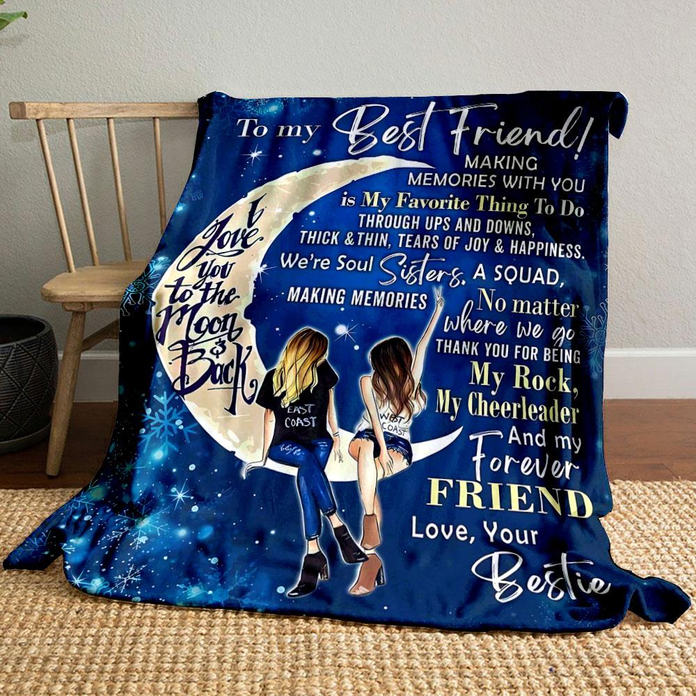 Best Friend Moon Blanket bedroom Blanket for Livingroom Couch lunch break Soft throw for Friend's festival Gift