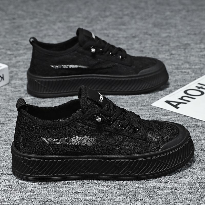 Women Summer Lace Casual Shoes Breathable Girl Black Shoes Plus Size