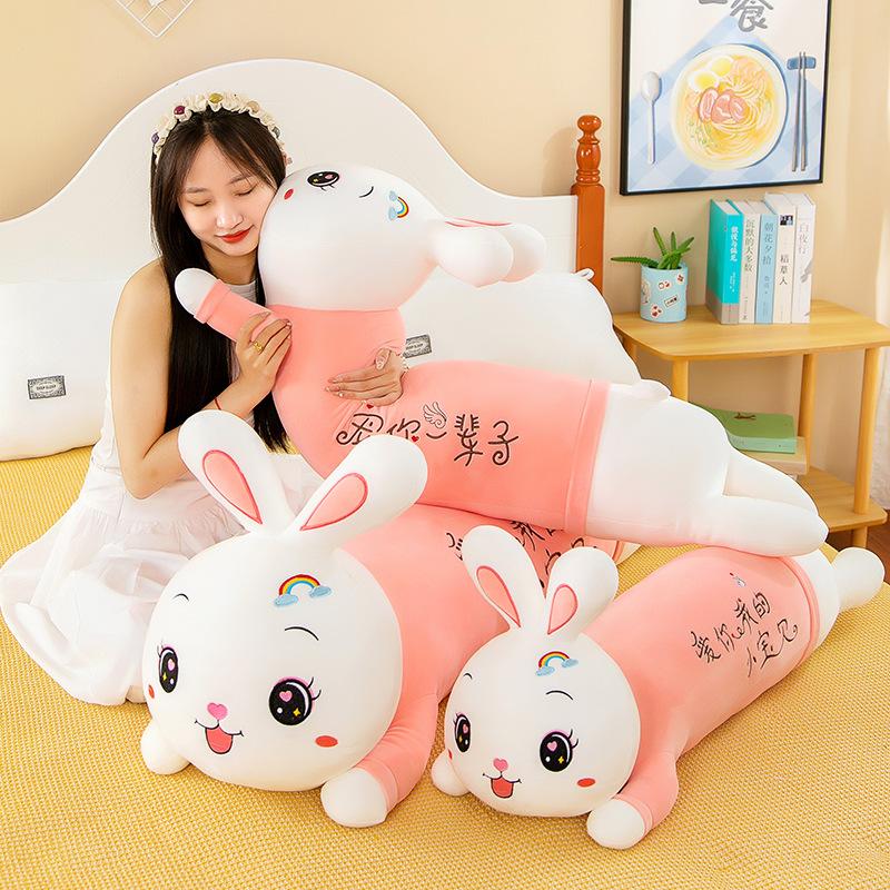Party Style Rainbow Rabbit Plush Toy Doll Girl Sleeping Throw Pillow Bed Leg Long Pillow Cute Birthday Gift