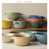 Round Binaural Bowl Large Collection Practical High-Value Instant Noodle Bowl Household Large Bowl Tableware Ceramic Salad Bowl Porridge Soup Bowl