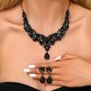 3pcs Fashionable Women's Jewelry Set With Crystal Contrasting Flower Necklace Earrings And Evening Dress Accessories