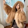New Fried Street Environmentally Friendly Fur Imitation Fox Hair Hooded Jacket Women's Premium Furry Warm Jacket